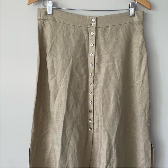 Massimo Dutti 100% linen maxi skirt, cream camel color, size 8 - Picture 2 of 9